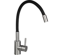 Смеситель для кухни СоюзКран силиконовый излив, керамический картридж 40 мм, черный, нержавеющая сталь SS01-С132 567-057