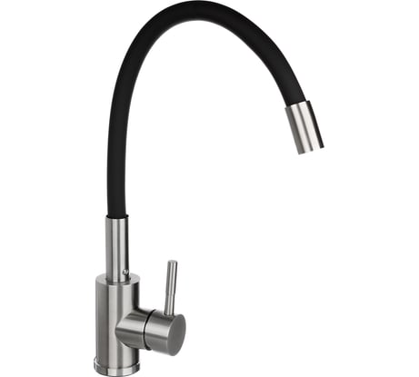 Смеситель для кухни СоюзКран силиконовый излив, керамический картридж 40 мм, черный, нержавеющая сталь SS01-С132 567-057