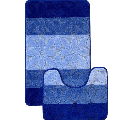 Комплект ковриков для ванной комнаты Dekorelle Bravo, синий, разм.60x100см+50x60см BrMk04-5 1