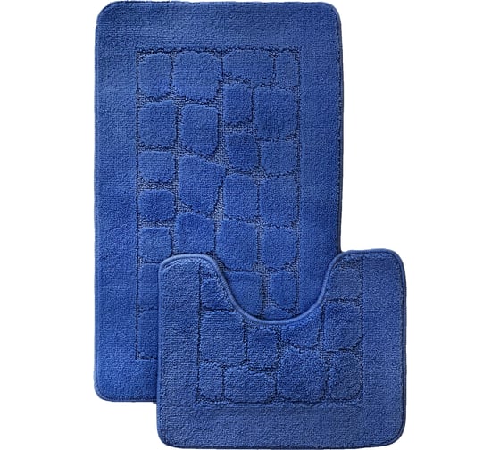 Комплект ковриков для ванной комнаты Dekorelle Bravo, синий, разм.60x100см+50x60см Brk12-2 1