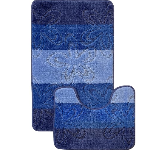 Комплект ковриков для ванной комнаты Dekorelle Bravo, синий, разм.50x80см+50x40см BrMk01-4 1