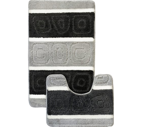 Комплект ковриков для ванной комнаты Dekorelle Bravo, серый, разм.50x80см+50x40см BrMk03-2 1