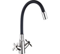 Смеситель для кухни СоюзКран силиконовый излив, керамические кран-буксы 1/2, черный, нержавеющая сталь SS01-С242 567-003