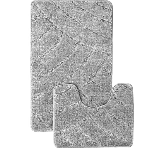 Комплект ковриков для ванной комнаты Dekorelle Bravo, серый, разм.60x100см+50x60см Brk09-6 1