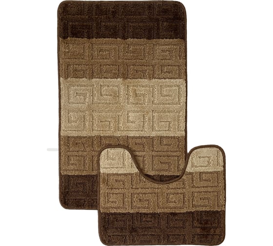 Комплект ковриков для ванной комнаты Dekorelle Bravo, коричневый, разм.60x100см+50x60см BrMk02-1 1