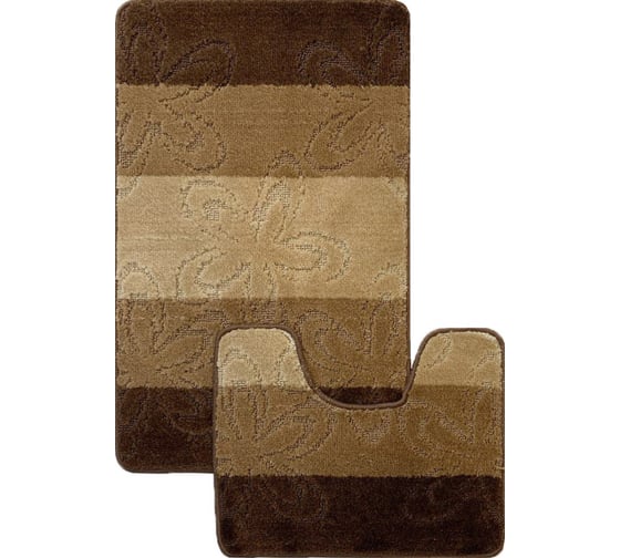 Комплект ковриков для ванной комнаты Dekorelle Bravo, коричневый, разм.60x100см+50x60см BrMk01-1 1