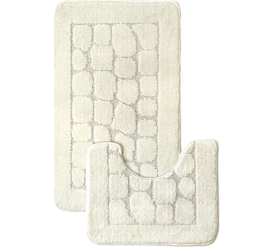 Комплект ковриков для ванной комнаты Dekorelle Bravo, кремовый, разм.50x80см+50x40см Brk12-3