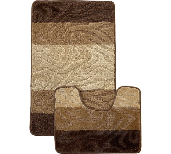 Комплект ковриков для ванной комнаты Dekorelle Bravo, коричневый, разм.60x100см+50x60см BrMk06-1 1