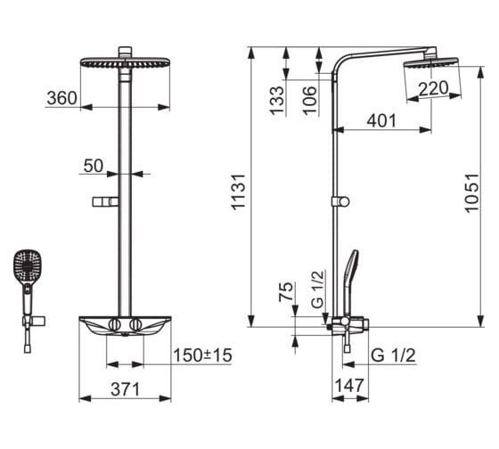 Смеситель с верхним душем Oras Esteta rain shower 7590U-11