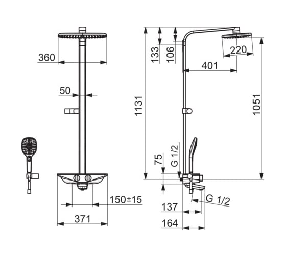 Смеситель с верхним душем Oras Esteta rain shower 7591U-11