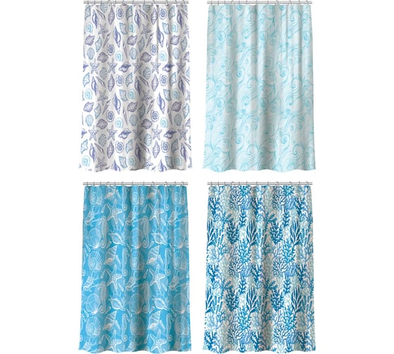 Шторка для ванной VETTA полиэстер, 180x180 см, "Волна", 4 дизайна 461-509 1