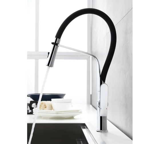 Смеситель для кухни SHIMIZU с гибким изливом и режимом душ Lux Black-S smz 1006567
