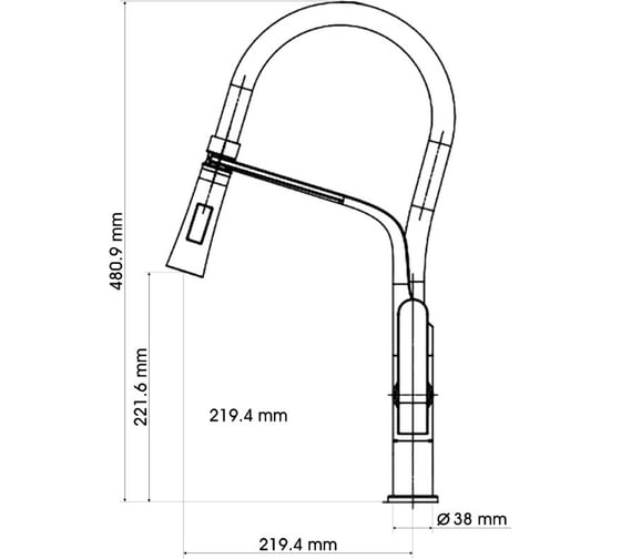 Смеситель для кухни SHIMIZU с гибким изливом и режимом душ Lux Black-S smz 1006567