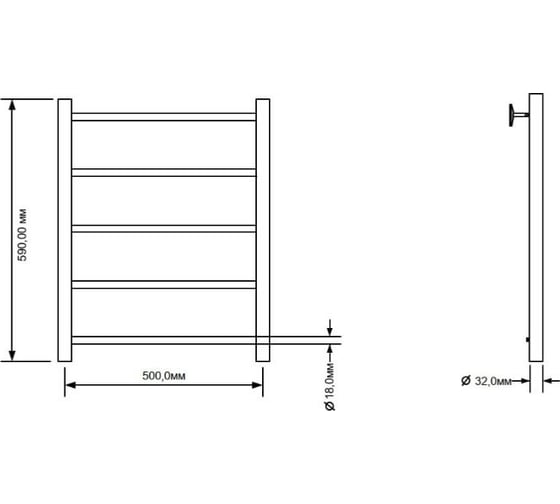 Электрический полотенцесушитель Aquanet Mauro 60x50, тэн слева (282063) 00282063