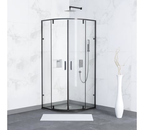 Душевой уголок RGW 80х80х185 CL-55-B полукруг/черный/прозрачное/6 мм 72095588-14