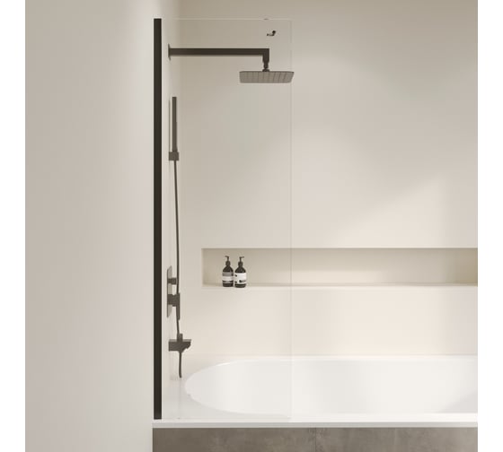 Шторка на ванну RGW 40*150 SC-056-B Чёрный/Прозрачное/6 мм, 38-40, Easy Clean 351105640-14
