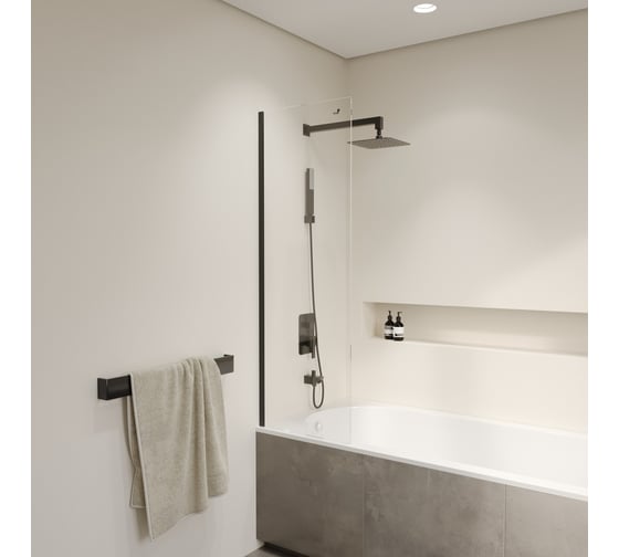 Шторка на ванну RGW 40*150 SC-056-B Чёрный/Прозрачное/6 мм, 38-40, Easy Clean 351105640-14