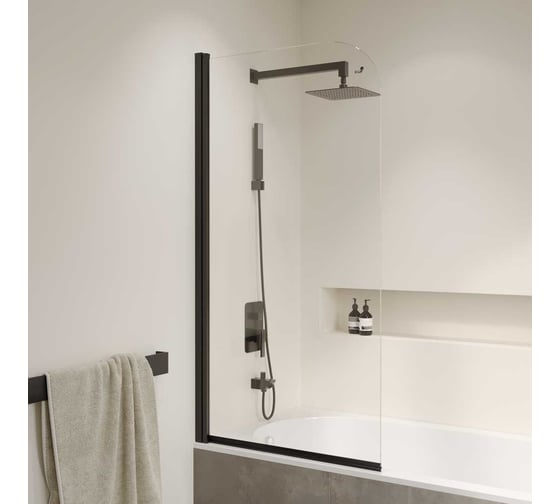Шторка на ванну RGW 60*150 SC-009-B Чёрный/Прозрачное/6 мм, Easy Clean 351100906-14
