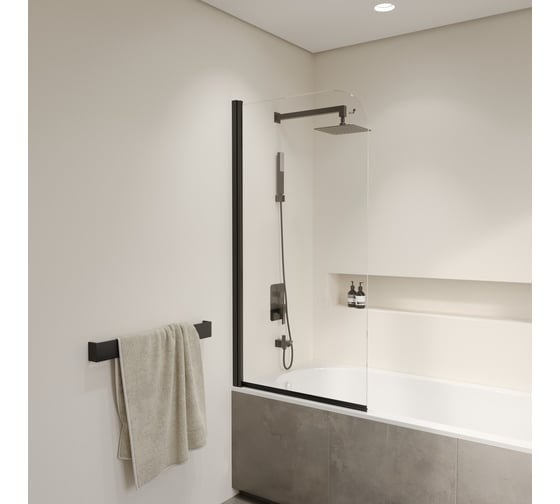 Шторка на ванну RGW 60*150 SC-009-B Чёрный/Прозрачное/6 мм, Easy Clean 351100906-14