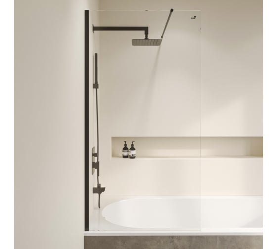 Шторка на ванну RGW 60*150 SC-051-B Чёрный/Прозрачное/8 мм, Easy Clean 351105106-14