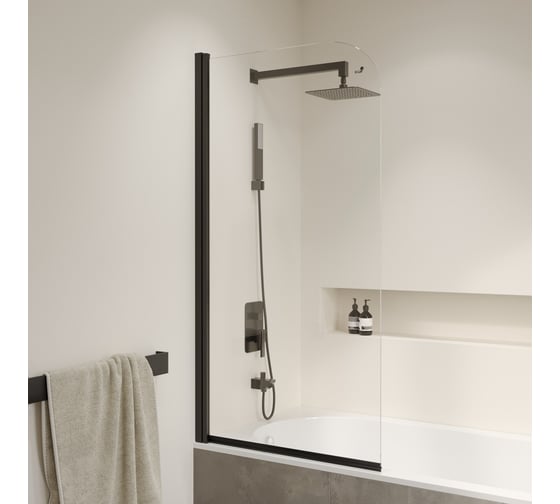 Шторка на ванну RGW 70*150 SC-009-B Чёрный/Прозрачное/6 мм, Easy Clean 351100907-14