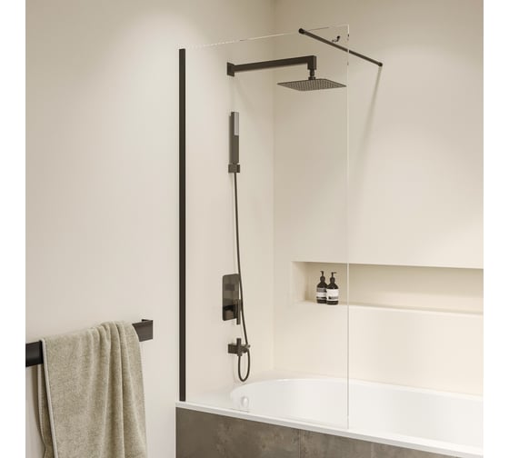 Шторка на ванну RGW 70*150 SC-051-B Чёрный/Прозрачное/8 мм, Easy Clean 351105107-14