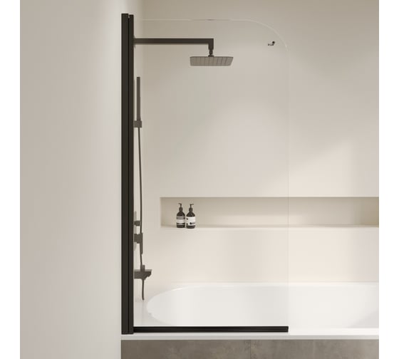 Шторка на ванну RGW 80*150 SC-009-B Чёрный/Прозрачное/6 мм, Easy Clean 351100908-14