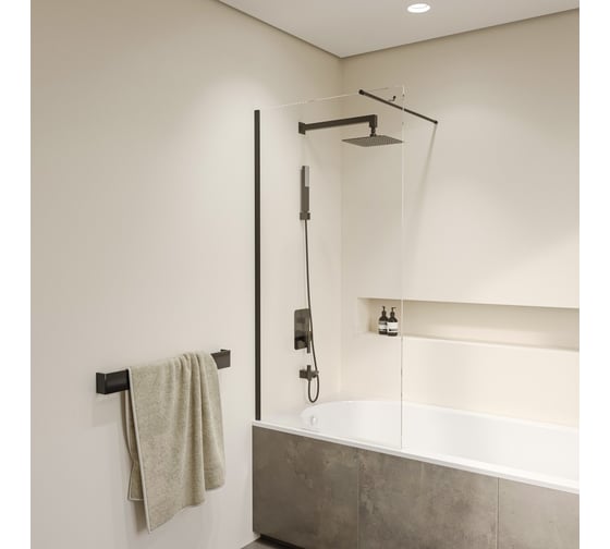 Шторка на ванну RGW 80*150 SC-051-B Чёрный/Прозрачное/8 мм, Easy Clean 351105108-14
