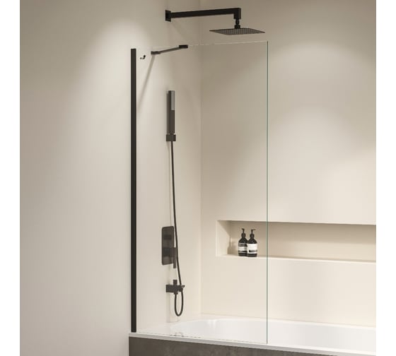 Шторка на ванну RGW 80*150 SC-150-B Чёрный/Прозрачное/6 мм, Easy Clean 351115008-14