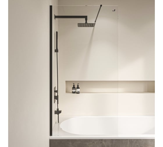 Шторка на ванну RGW 90*150 SC-050-B Чёрный/Прозрачное/6 мм, Easy Clean 351105009-14