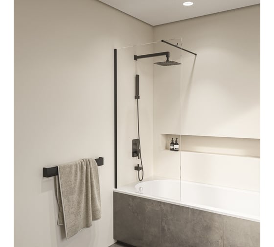 Шторка на ванну RGW 90*150 SC-050-B Чёрный/Прозрачное/6 мм, Easy Clean 351105009-14