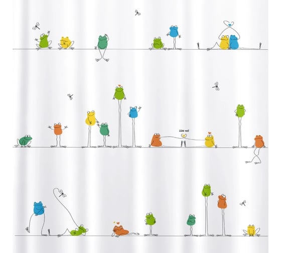 Штора для ванной комнаты Tatkraft FUNNY FROGS 17528