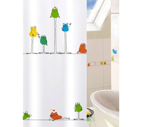 Штора для ванной комнаты Tatkraft FUNNY FROGS 17528