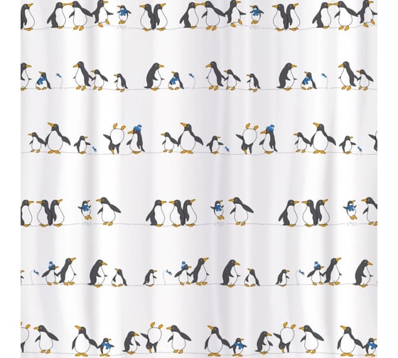 Тканевая штора для ванной комнаты Tatkraft PENGUINS 21020 1