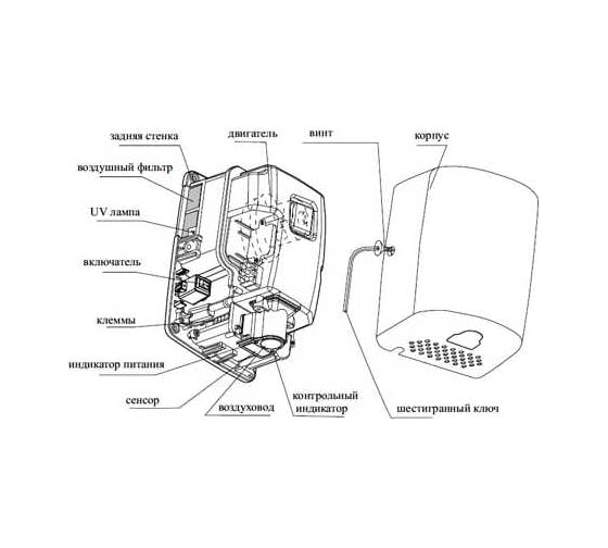 Сушилка для рук Ksitex UV-1150AC 33002