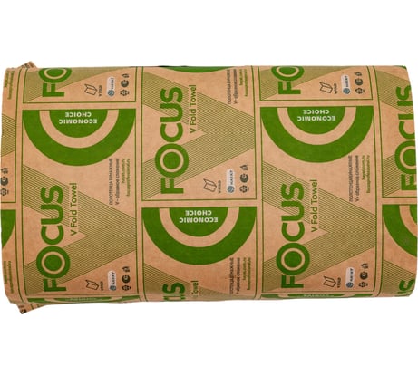 Бумажное полотенце FOCUS ECO листовое, 1-слой, 200 листов в упаковке, V-сложения, белое H-5049975