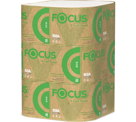 Бумажное полотенце FOCUS ECO листовое, 1-слой, 250 листов  в упаковке, V-сложения, белое H-5049976