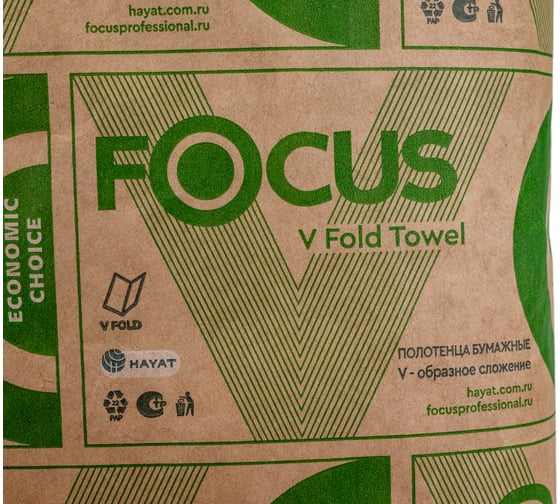 Бумажное полотенце FOCUS ECO листовое, 1-слой, V-сложения, белое H-5049978