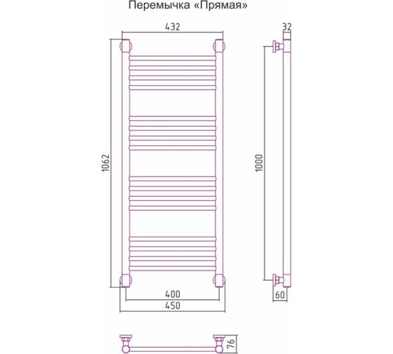 Полотенцесушитель Сунержа ДР Богема прямая, 1000х400, без покрытия 00-0220-1040