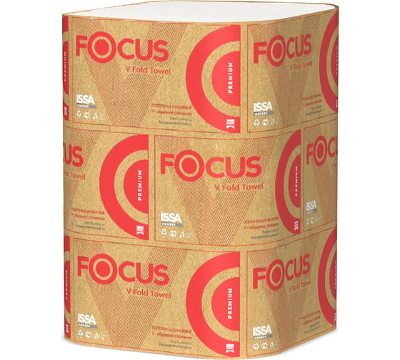 Бумажное полотенце FOCUS PREMIUM листовое, 2-слой, V-сложения, белое H-5049974 1