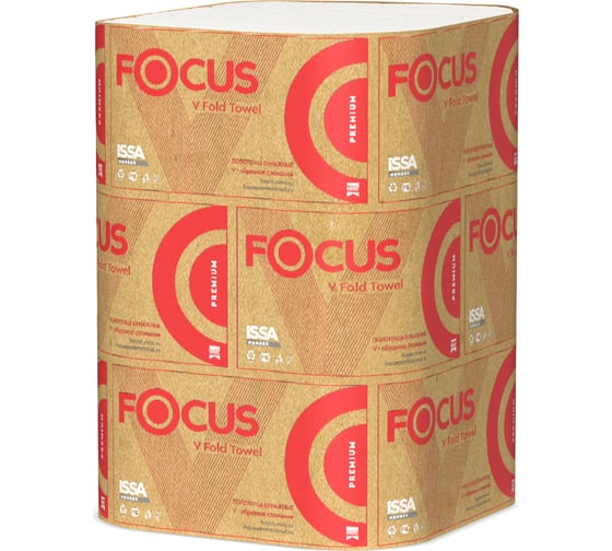 Бумажное полотенце FOCUS PREMIUM листовое, 2-слой, V-сложения, белое H-5049977