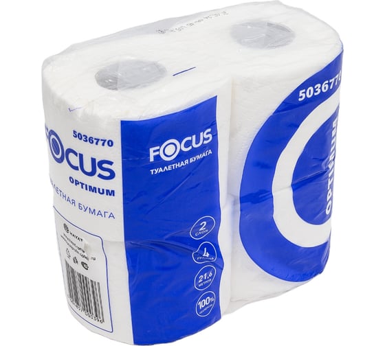 Туалетная бумага FOCUS OPTIMUM 2-слоя, 4 рулона в упаковке, белая H-5036770