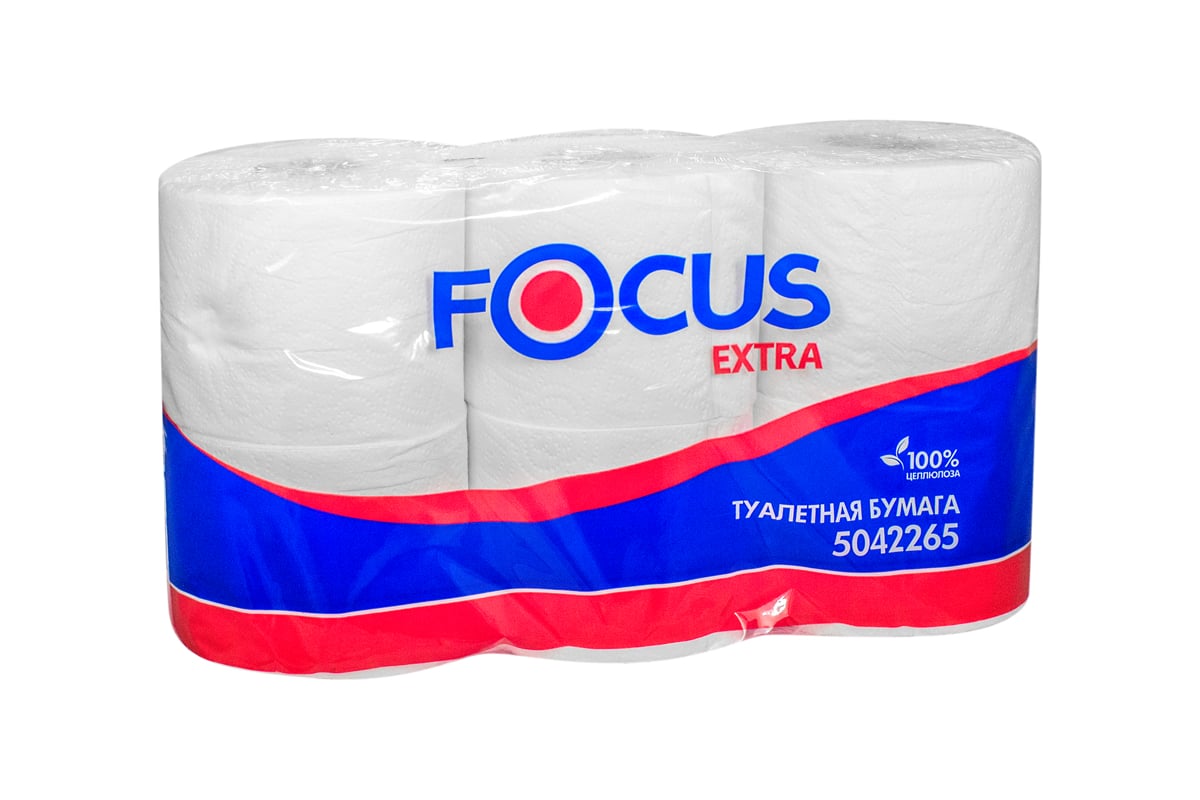 Туалетная бумага FOCUS EXTRA 2-слоя, 6 рулонов в упаковке, белая H-5042265