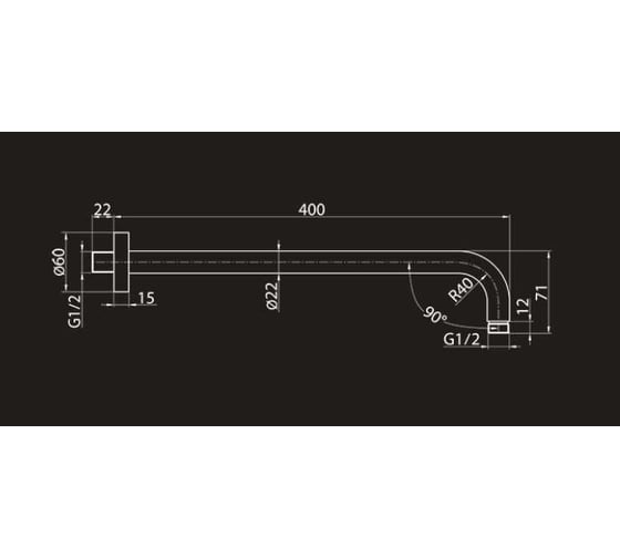Кронштейн для верхнего душа Elghansa 400х22 мм, RoundLine CR-03-White