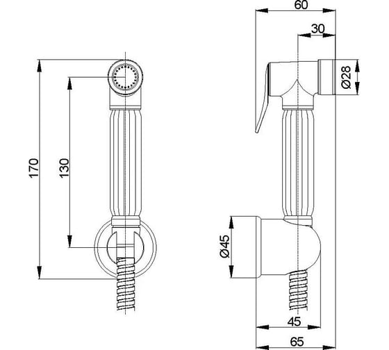 Гигиенический набор D-Lin (лейка, шланг, держатель) черный 20 D61038-A