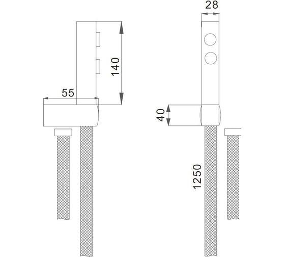 Гигиенический набор D-Lin (лейка, шланг, держатель) черный 20 D61039-A
