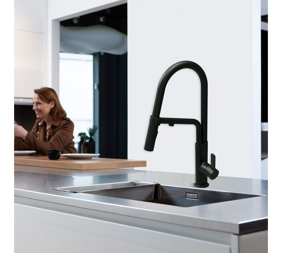 Смеситель для кухонной мойки Clever CHEF BLACK 61834