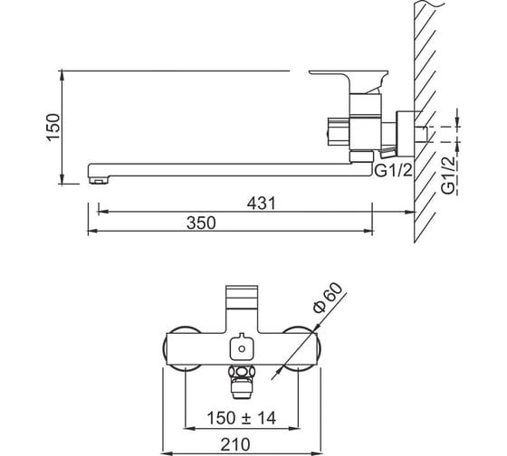 Смеситель для ванны GERHANS K13108