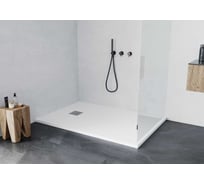 Душевой поддон из литьевого мрамора Taliente 120_80_3см, прямоугольный, текстура Stone, белый, без сифона PTA-ST-120Wstone