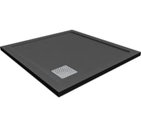 Душевой поддон из литьевого мрамора Taliente 90_90_3,5см, квадратный, текстура Stone, черный, без сифона PTA-ST-90Bstone